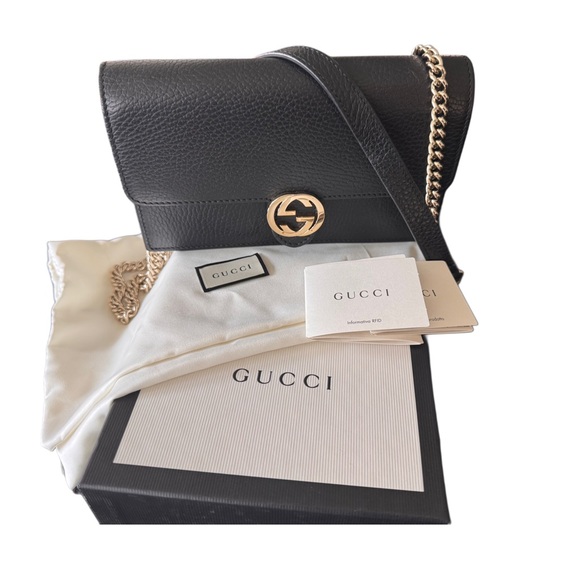 Gucci Interlocking G Leather Wallet On Chain (Full Inclusion) - Picture 1 of 14